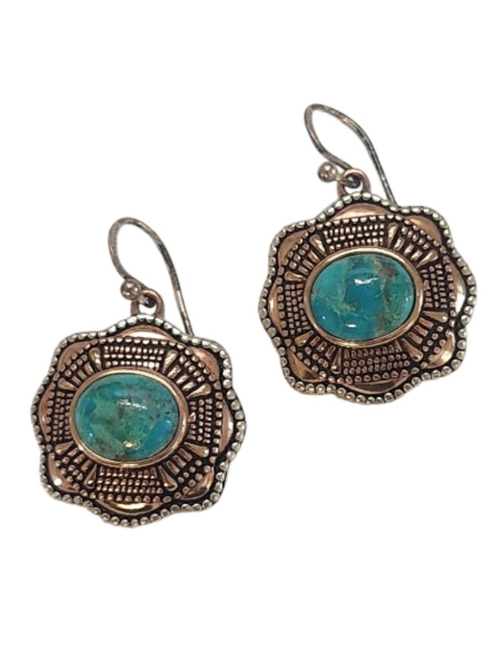 Studio Barse Turquoise Copper & Silver Tone Drop Earrings Southwestern